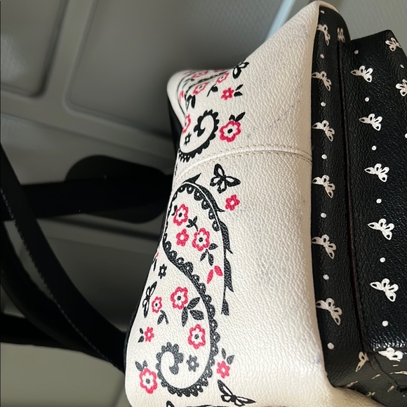 Coach Black White Mini Backpack lightning bolt bandanna ditsy butterfly pattern - Picture 4 of 9